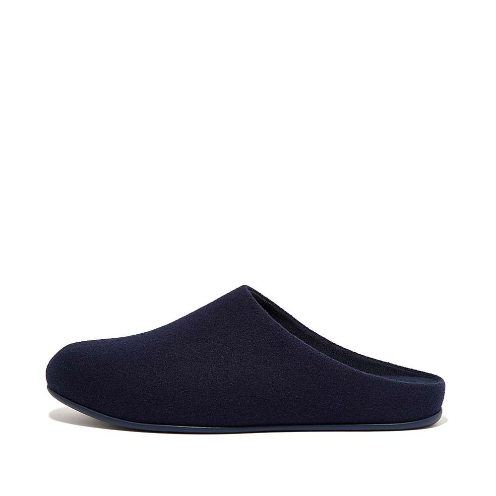 Kapcie Fitflop SHOVE Felt Męskie Granatowe | Polska-03512