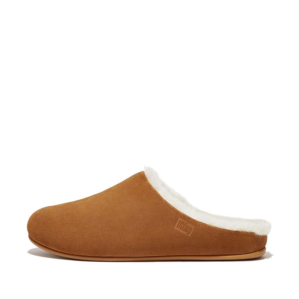 Kapcie Fitflop SHOVE Shearling-Lined Suede Męskie Głęboka Brązowe | Polska-83740