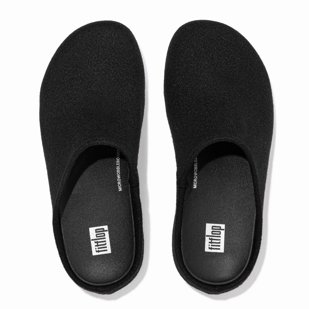 Kapcie Fitflop SHUV Cushy Felt Clog Damskie Czarne | Polska-06349