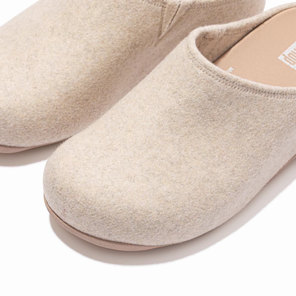 Kapcie Fitflop SHUV Cushy Felt Clog Damskie Białe | Polska-56240