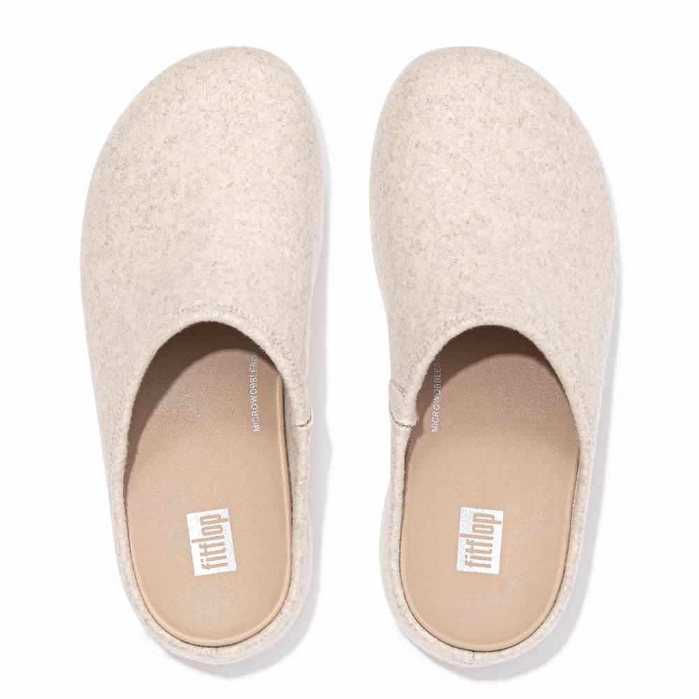 Kapcie Fitflop SHUV Cushy Felt Clog Damskie Białe | Polska-56240