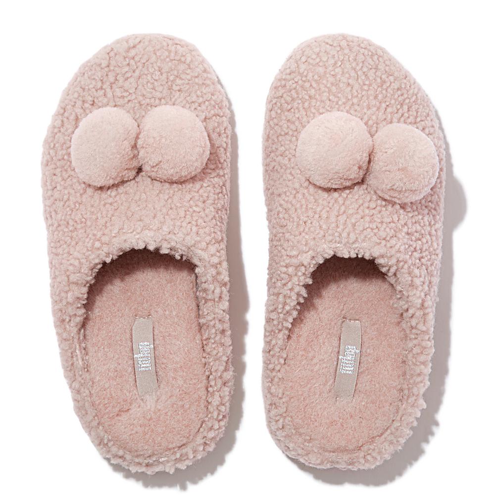 Kapcie Fitflop SHUV Pom-Pom Shearling Clog Damskie Różowe | Polska-37846