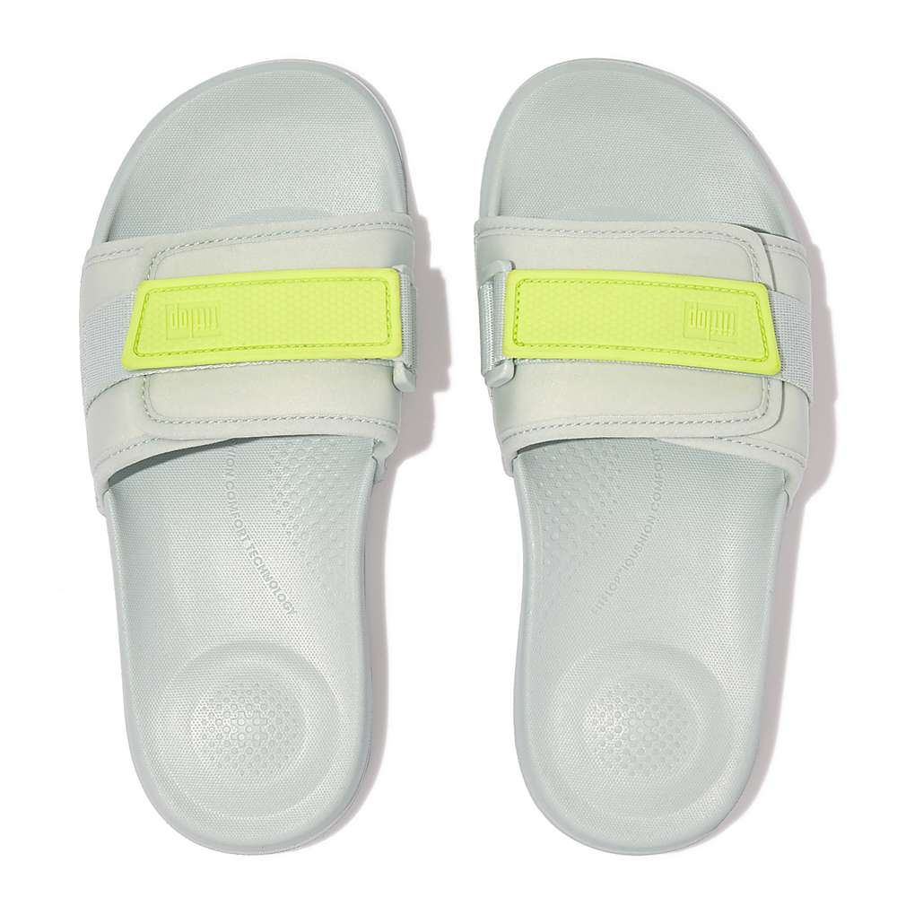 Klapki Fitflop IQUSHION Adjustable Wody-Resistant Slides Damskie Niebieskie Żółte | Polska-08769