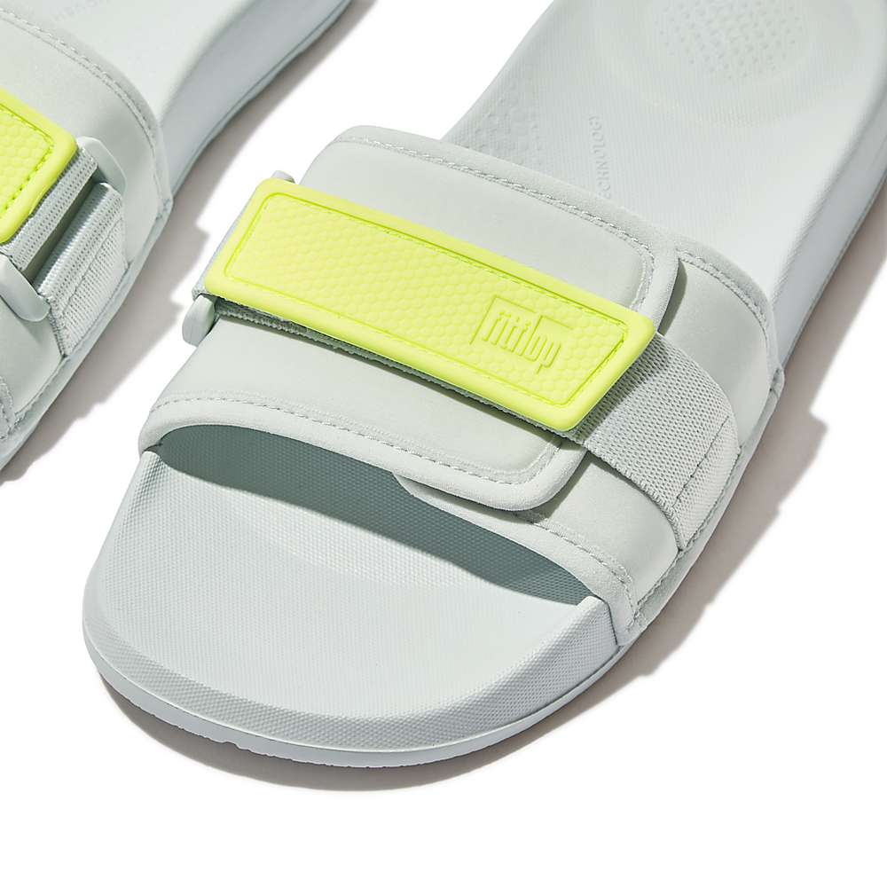 Klapki Fitflop IQUSHION Adjustable Wody-Resistant Slides Damskie Niebieskie Żółte | Polska-08769