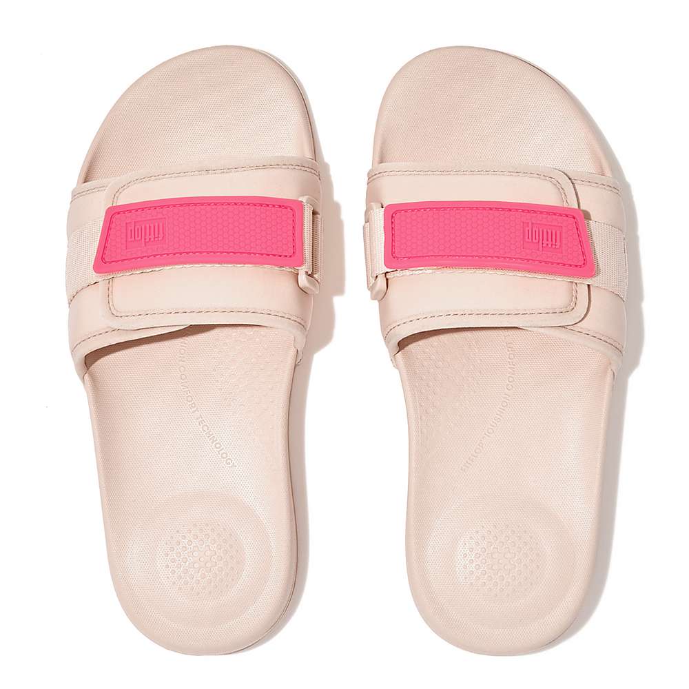 Klapki Fitflop IQUSHION Adjustable Wody-Resistant Slides Damskie Różowe Różowe | Polska-53962