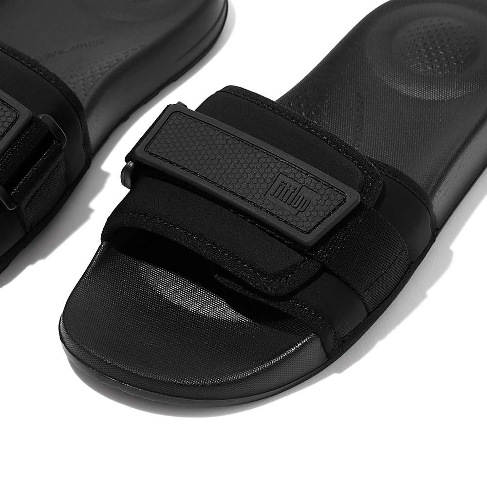 Klapki Fitflop IQUSHION Adjustable Wody-Resistant Slides Damskie Czarne | Polska-95624