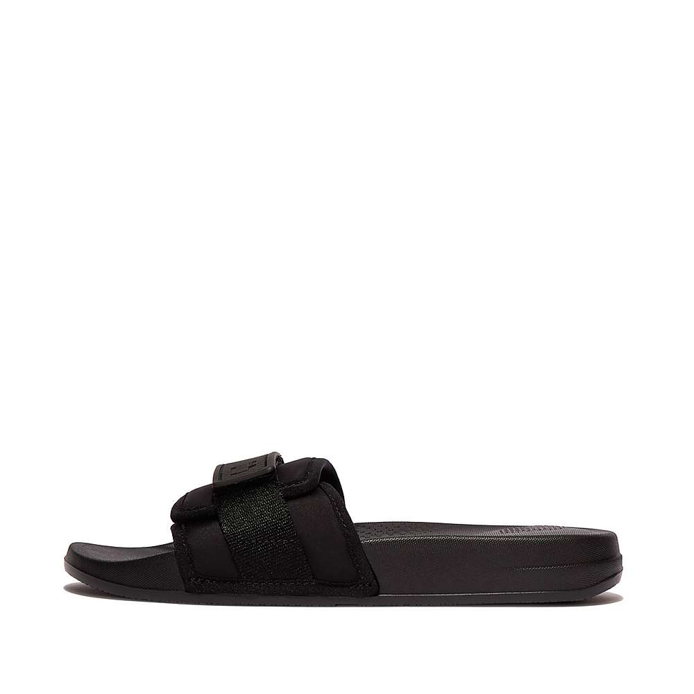 Klapki Fitflop IQUSHION Adjustable Wody-Resistant Slides Damskie Czarne | Polska-95624