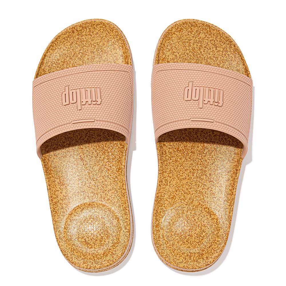 Klapki Fitflop IQUSHION Cork Print Slides Damskie Beżowe | Polska-20693