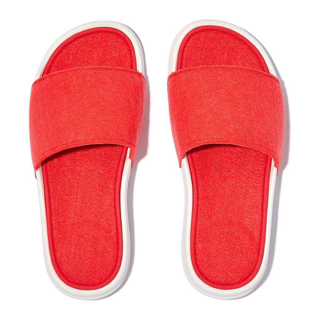 Klapki Fitflop IQUSHION E01 Neon Felt Slides Damskie Pomarańczowe | Polska-42763