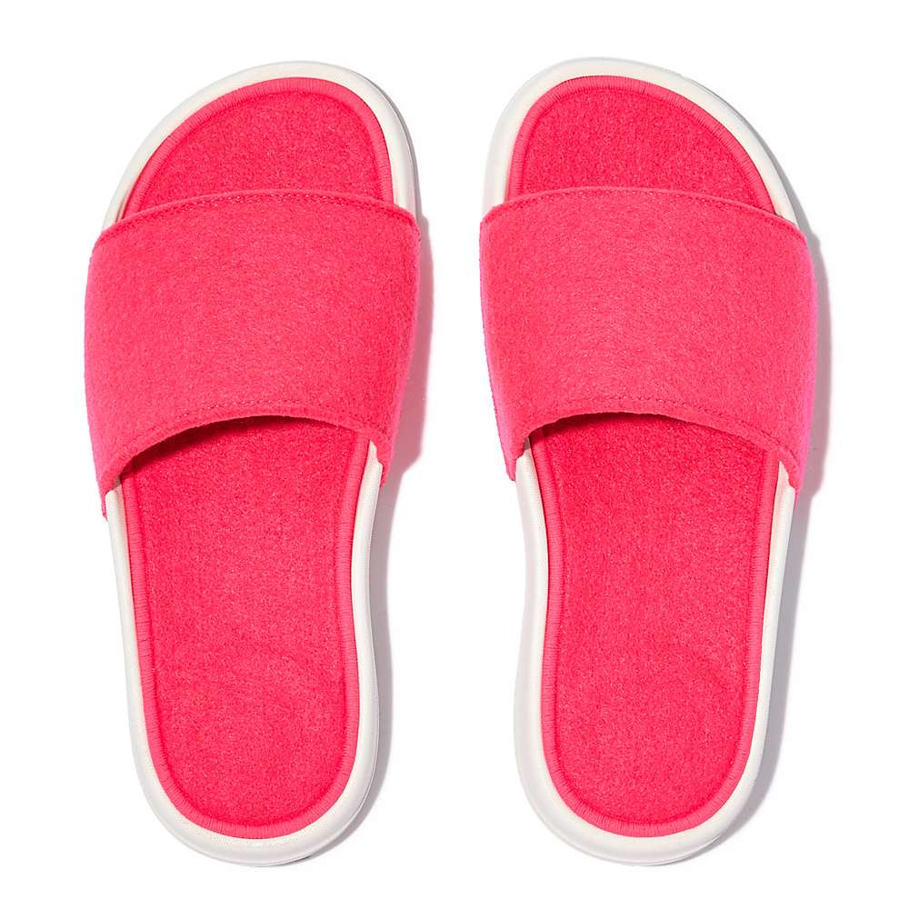 Klapki Fitflop IQUSHION E01 Neon Felt Slides Damskie Różowe | Polska-93276