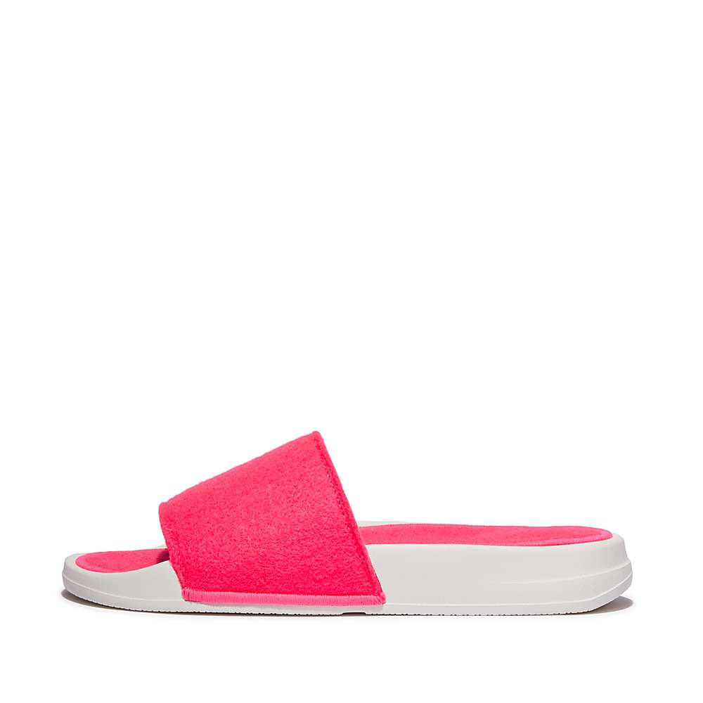 Klapki Fitflop IQUSHION E01 Neon Felt Slides Damskie Różowe | Polska-93276