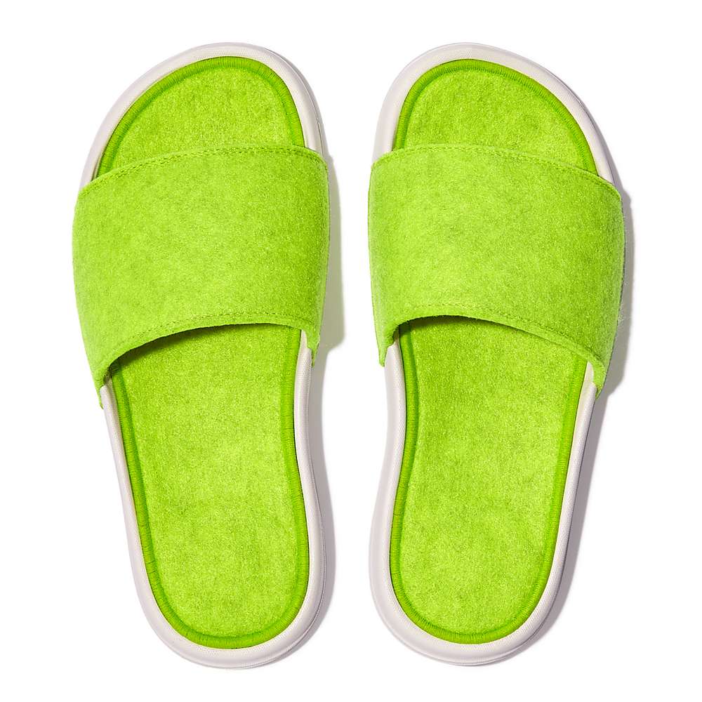 Klapki Fitflop IQUSHION E01 Neon Felt Slides Damskie Żółte | Polska-96835