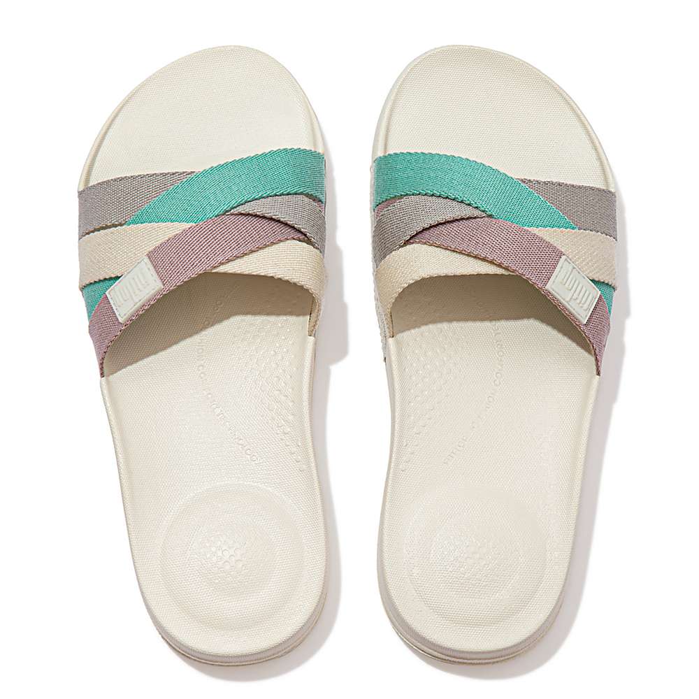 Klapki Fitflop IQUSHION Multi Strap Slides Damskie Kremowe | Polska-85371