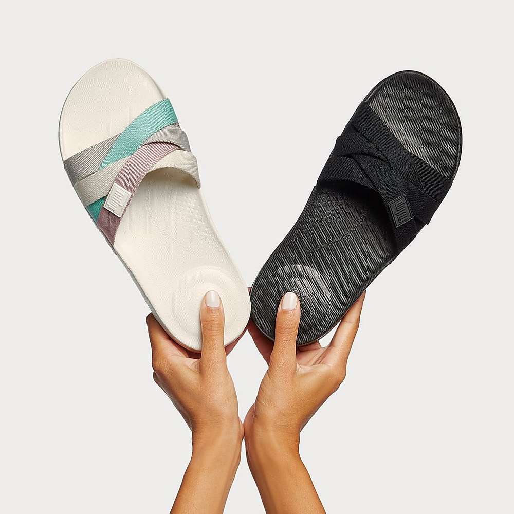 Klapki Fitflop IQUSHION Multi Strap Slides Damskie Kremowe | Polska-85371