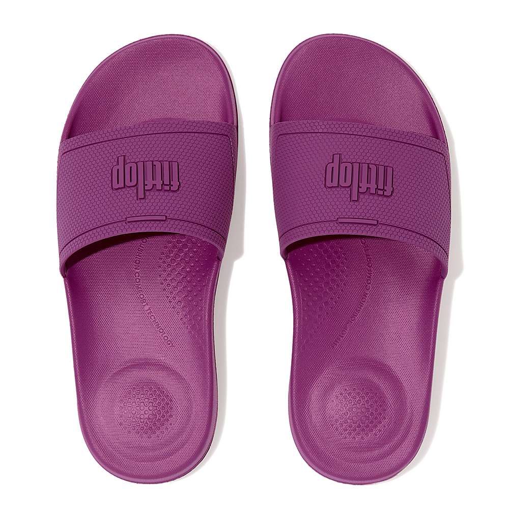 Klapki Fitflop IQUSHION Pool Slides Damskie Fioletowe | Polska-12435