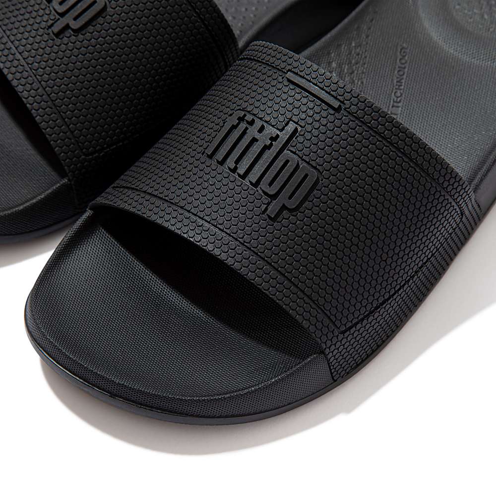 Klapki Fitflop IQUSHION Pool Slides Damskie Czarne | Polska-20859