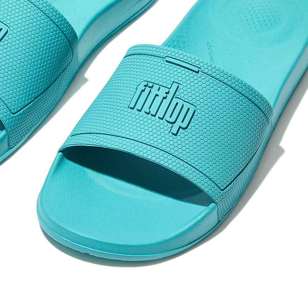 Klapki Fitflop IQUSHION Pool Slides Damskie Niebieskie | Polska-50819