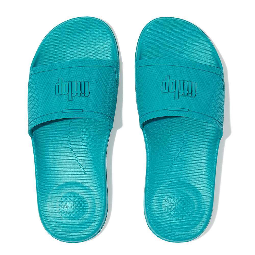 Klapki Fitflop IQUSHION Pool Slides Damskie Niebieskie | Polska-50819