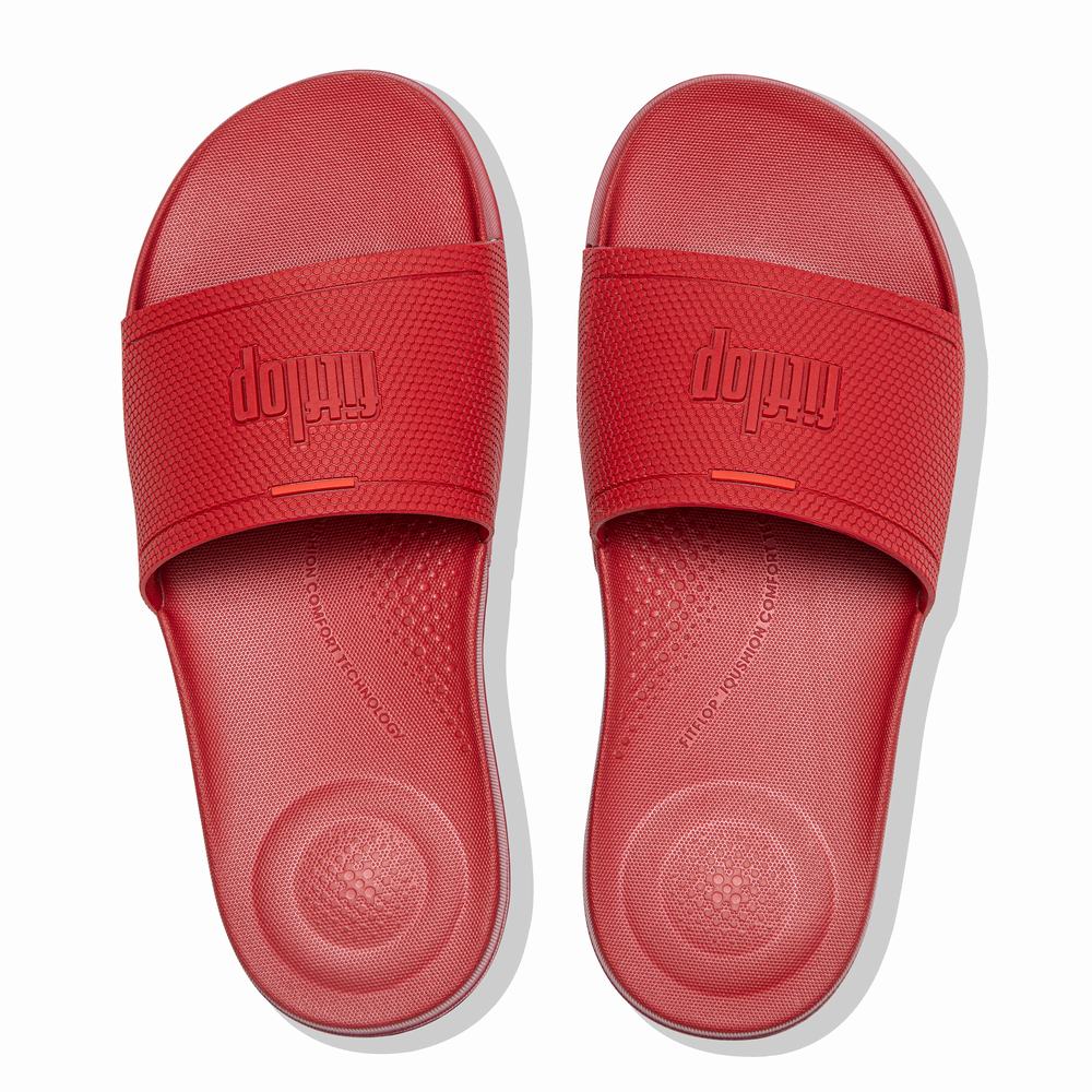 Klapki Fitflop IQUSHION Pool Slides Damskie Jasny Czerwone | Polska-95438