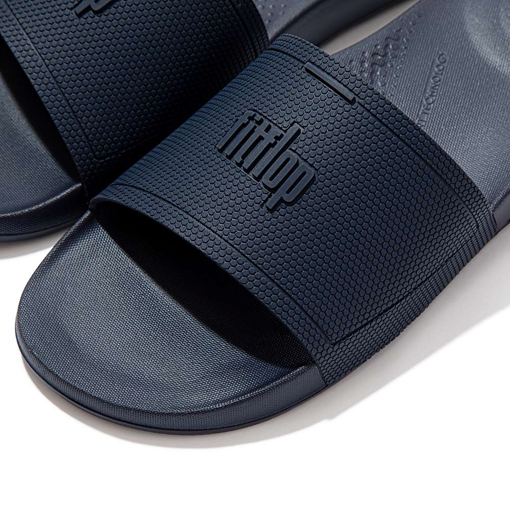 Klapki Fitflop IQUSHION Pool Slides Męskie Granatowe | Polska-71840