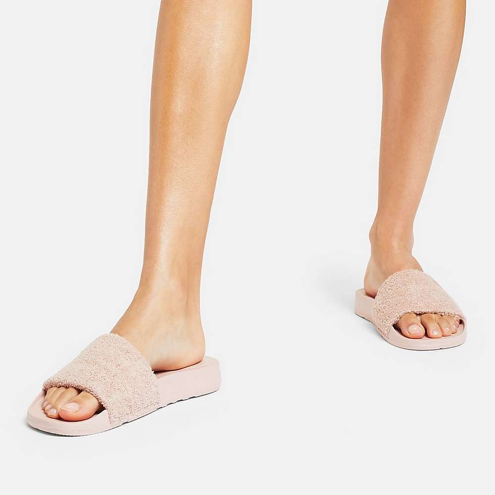 Klapki Fitflop IQUSHION Towelling Slides Damskie Beżowe | Polska-09578