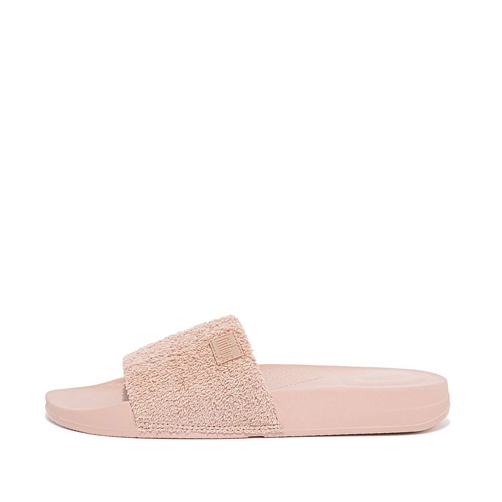 Klapki Fitflop IQUSHION Towelling Slides Damskie Beżowe | Polska-09578