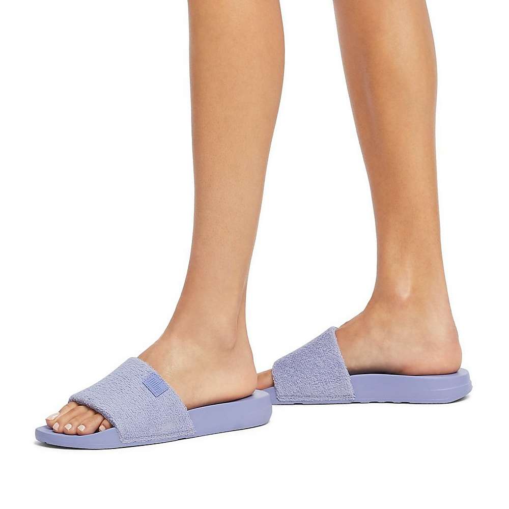 Klapki Fitflop IQUSHION Towelling Slides Damskie Lawenda | Polska-67289