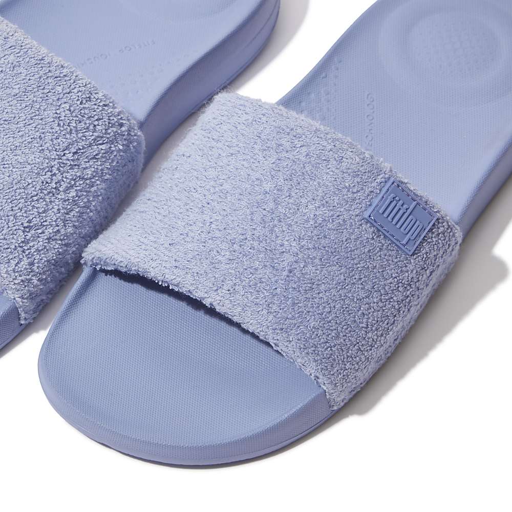 Klapki Fitflop IQUSHION Towelling Slides Damskie Lawenda | Polska-67289