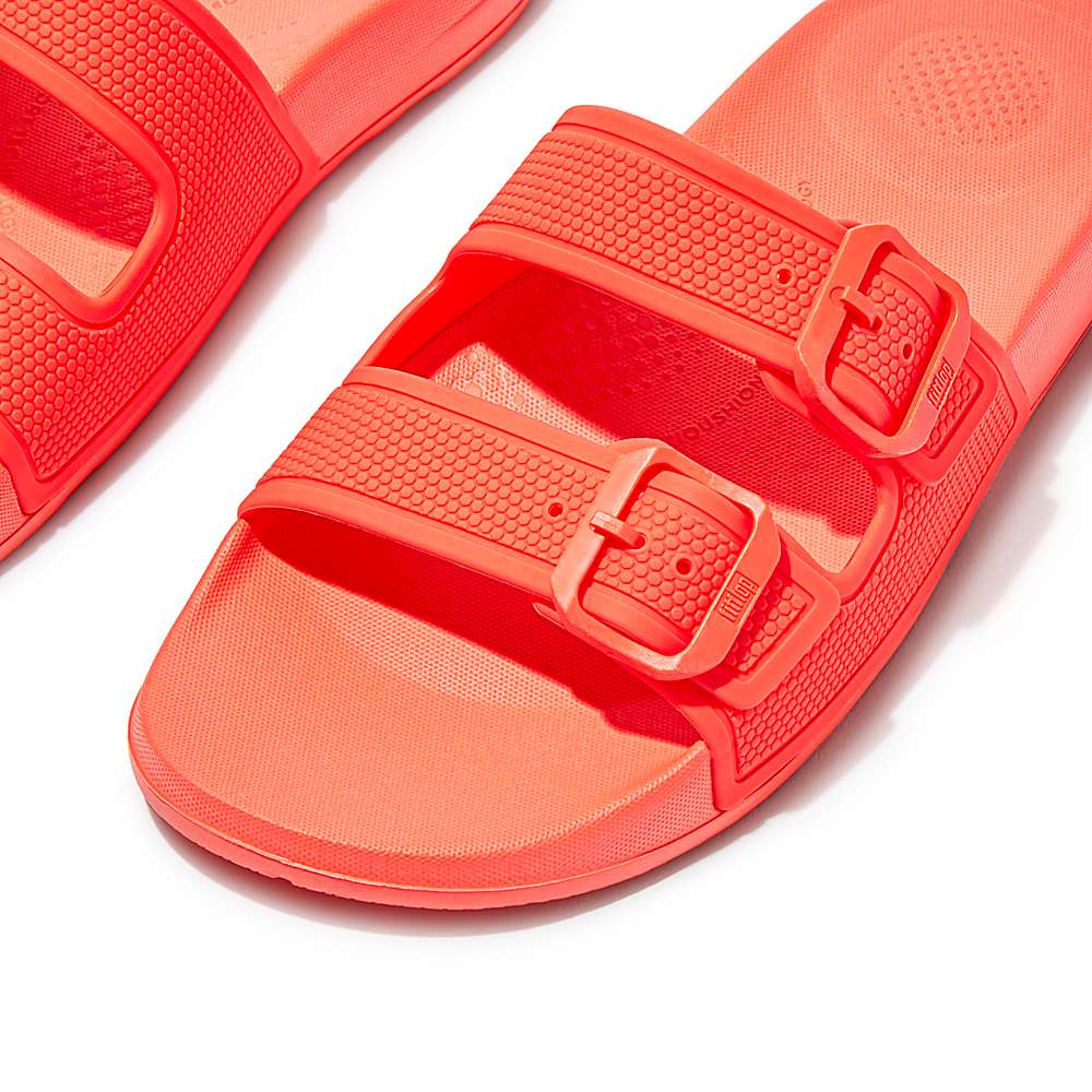 Klapki Fitflop IQUSHION Two-Bar Buckle Slides Damskie Pomarańczowe | Polska-06185