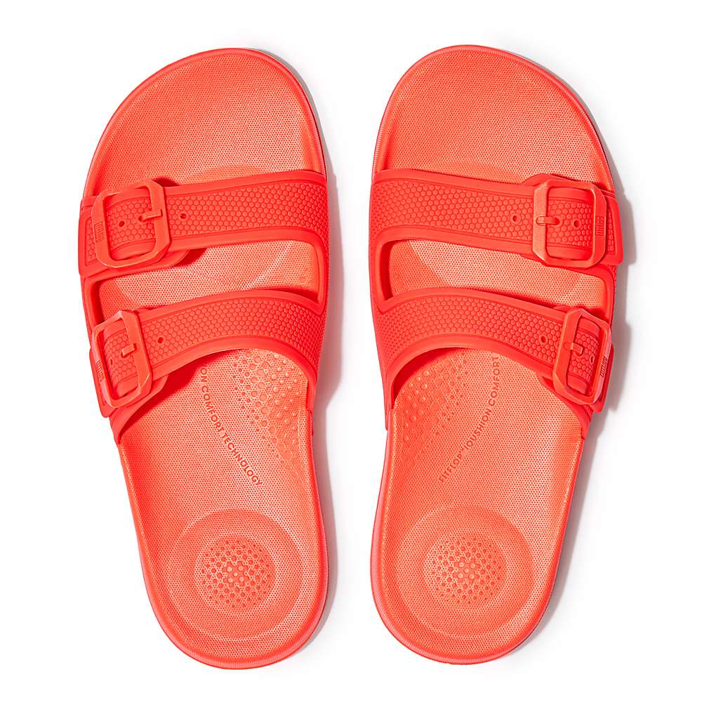 Klapki Fitflop IQUSHION Two-Bar Buckle Slides Damskie Pomarańczowe | Polska-06185