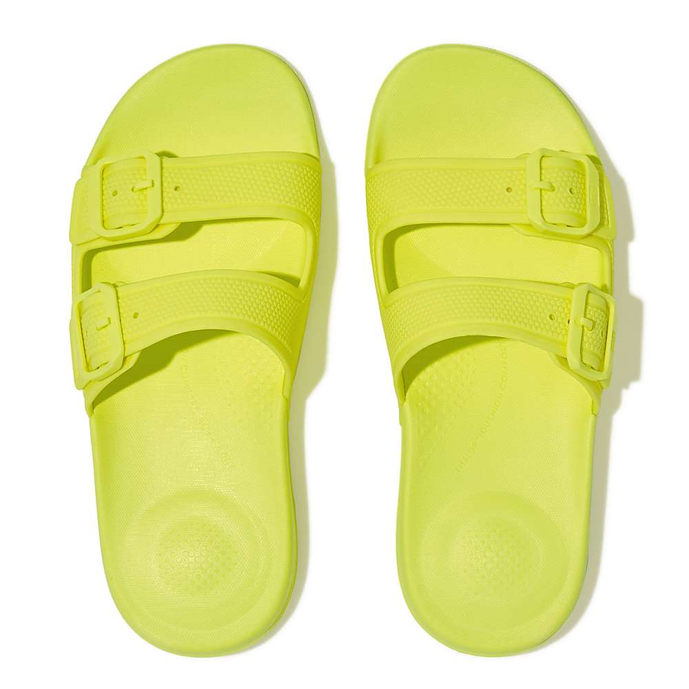 Klapki Fitflop IQUSHION Two-Bar Buckle Slides Damskie Żółte | Polska-19506