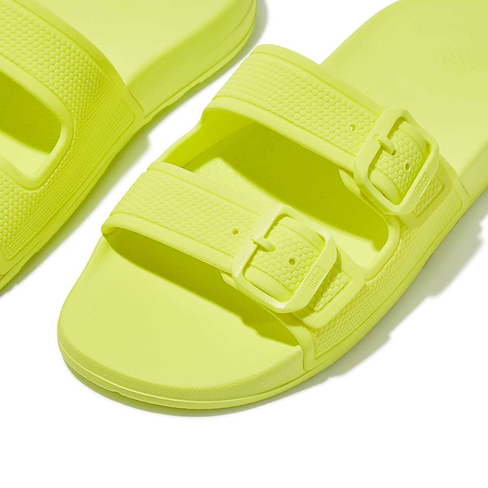 Klapki Fitflop IQUSHION Two-Bar Buckle Slides Damskie Żółte | Polska-19506