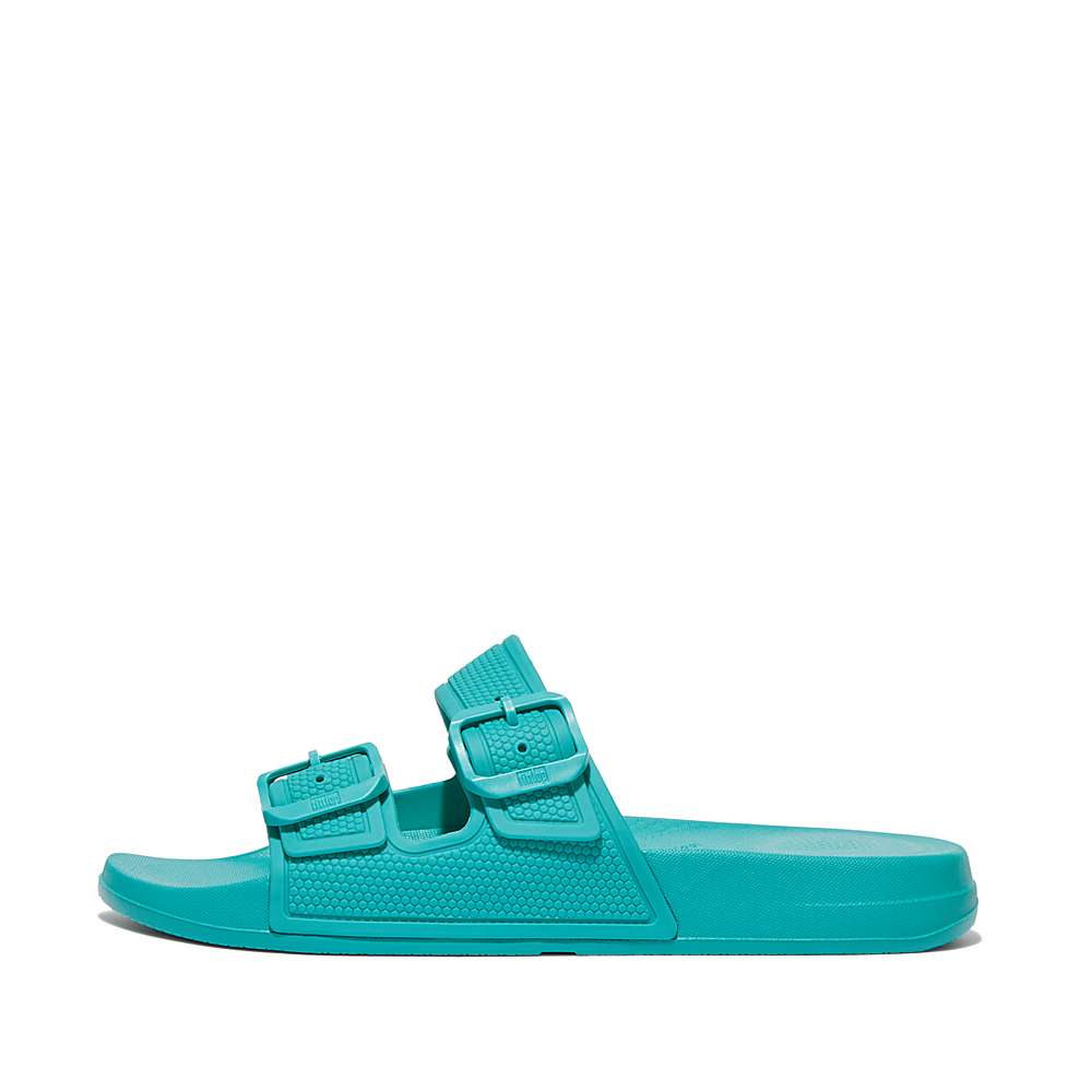 Klapki Fitflop IQUSHION Two-Bar Buckle Slides Damskie Niebieskie | Polska-41752