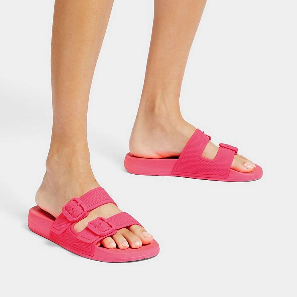 Klapki Fitflop IQUSHION Two-Bar Buckle Slides Damskie Różowe | Polska-79410