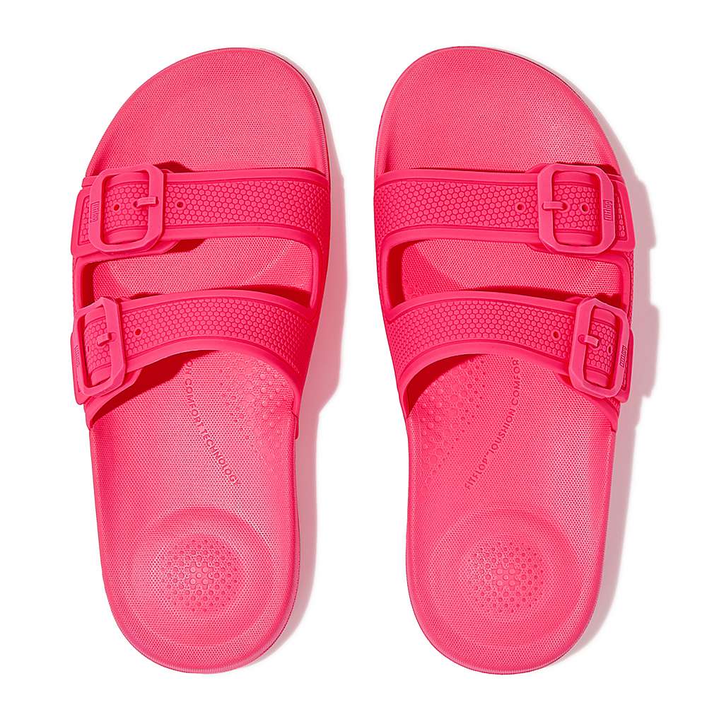 Klapki Fitflop IQUSHION Two-Bar Buckle Slides Damskie Różowe | Polska-79410