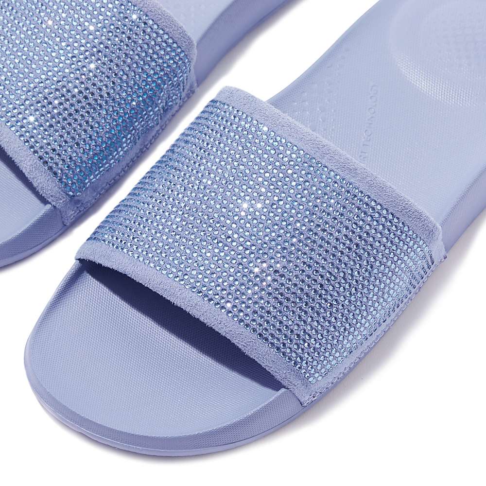 Klapki Fitflop IQUSHION Wody-Resistant Crystal Slides Damskie Lawenda | Polska-85291