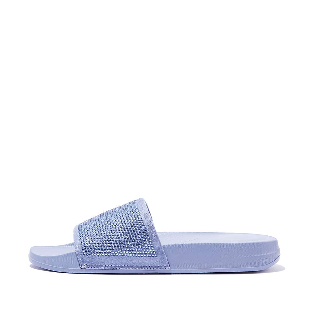 Klapki Fitflop IQUSHION Wody-Resistant Crystal Slides Damskie Lawenda | Polska-85291