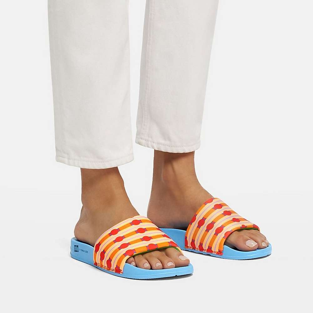 Klapki Fitflop IQUSHION X Yinka Ilori Wody-Resistant Slides Damskie Pomarańczowe | Polska-17386