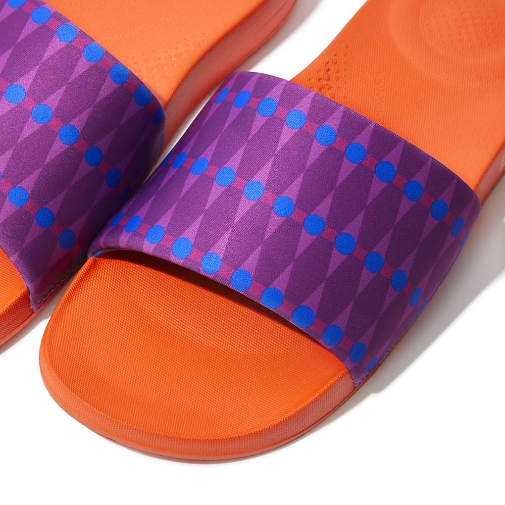 Klapki Fitflop IQUSHION X Yinka Ilori Wody-Resistant Slides Męskie Fioletowe Niebieskie | Polska-46709