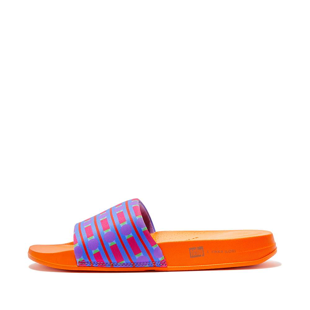 Klapki Fitflop IQUSHION X Yinka Ilori Wody-Resistant Slides Damskie Niebieskie | Polska-83502