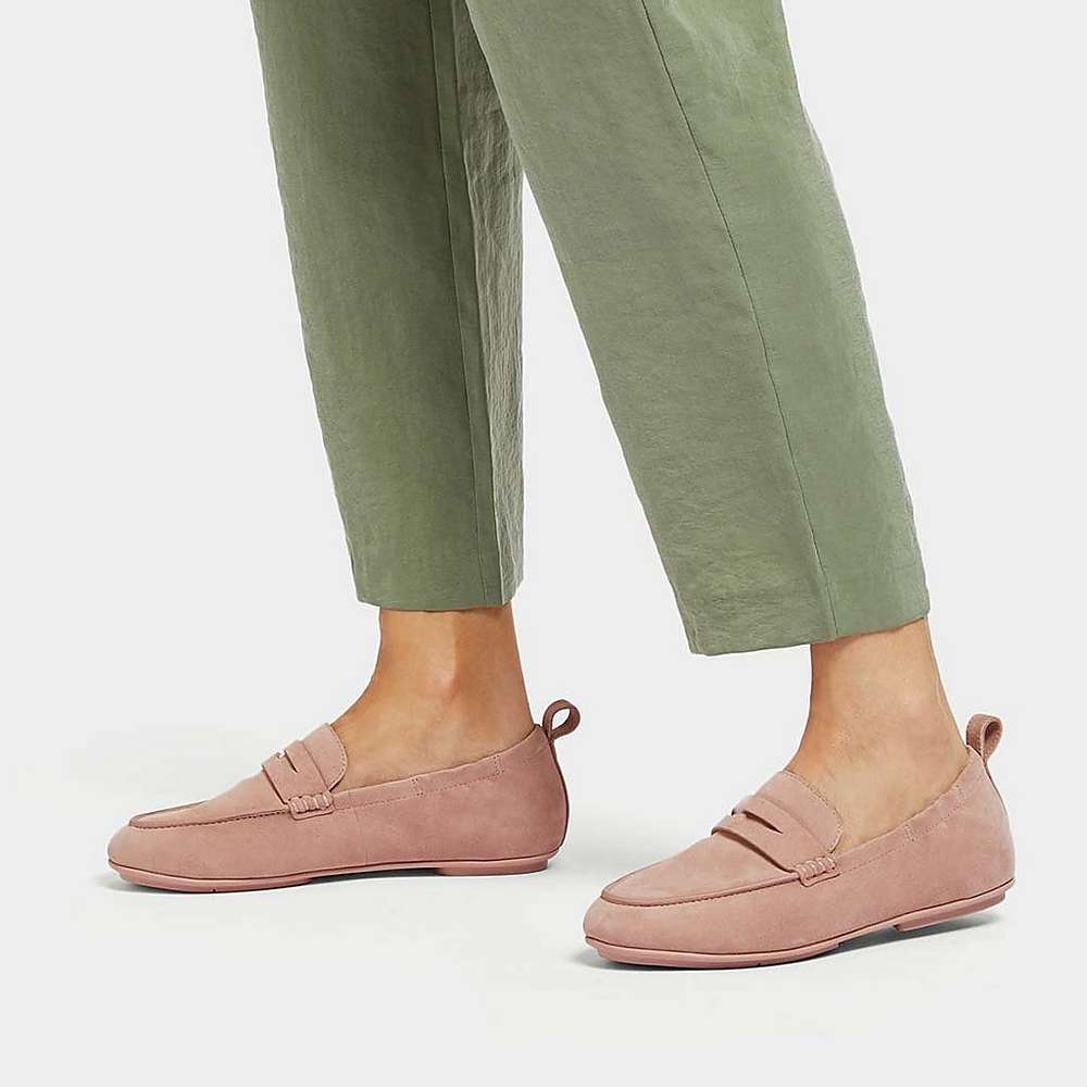 Loafersy Fitflop ALLEGRO Suede Penny Damskie Różowe | Polska-64273