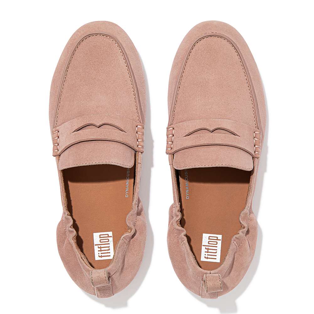 Loafersy Fitflop ALLEGRO Suede Penny Damskie Różowe | Polska-64273