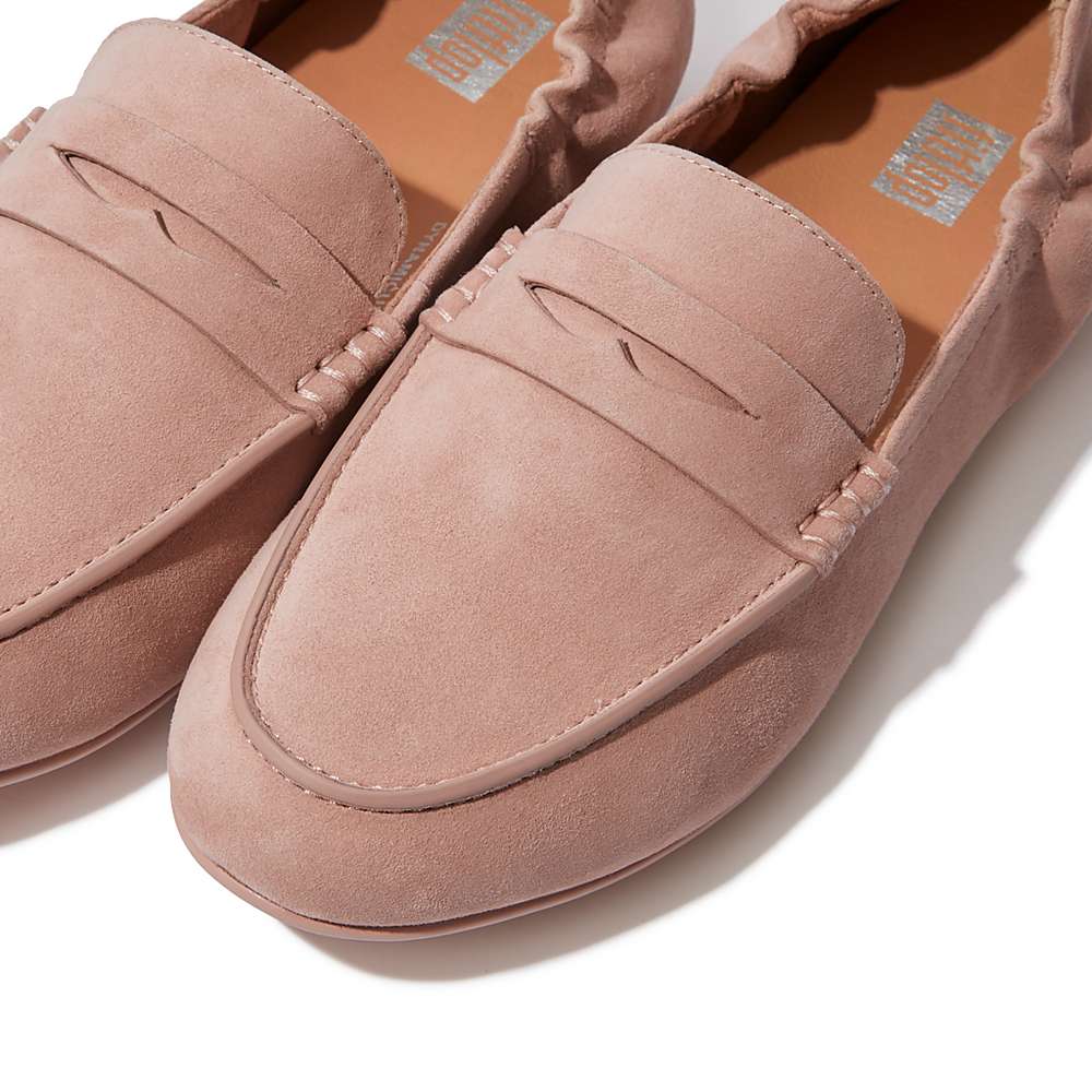 Loafersy Fitflop ALLEGRO Suede Penny Damskie Różowe | Polska-64273