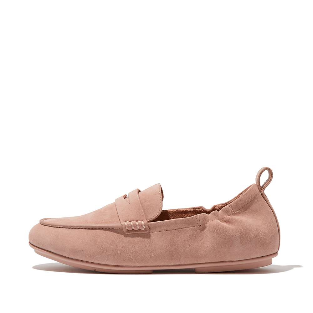 Loafersy Fitflop ALLEGRO Suede Penny Damskie Różowe | Polska-64273