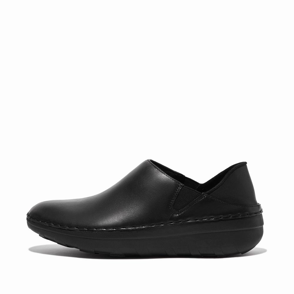 Loafersy Fitflop SUPERLOAFER Leather Damskie Czarne | Polska-80314