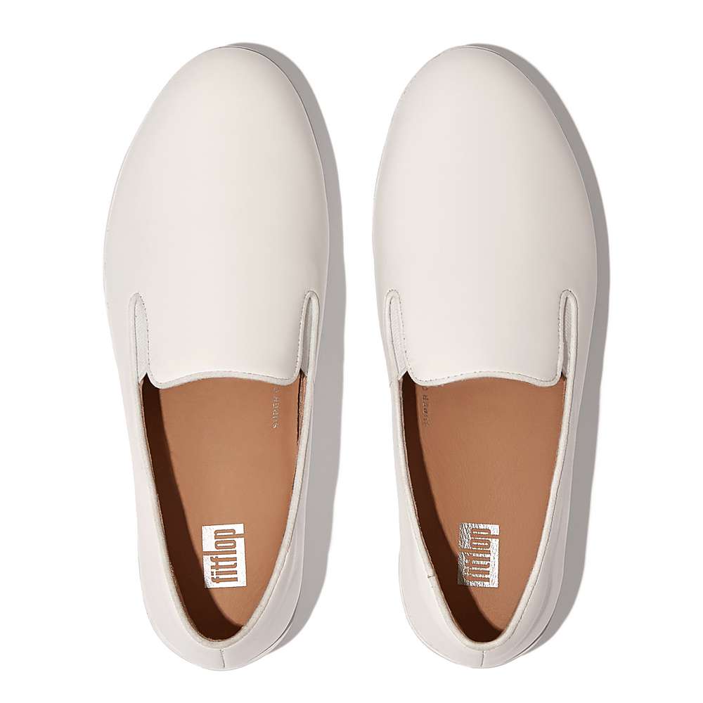 Loafersy Fitflop SUPERSKATE Leather Damskie Białe | Polska-71325