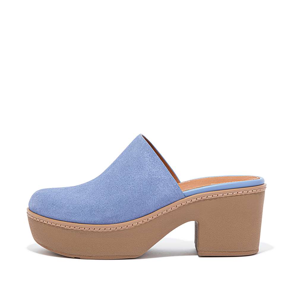 Mules Buty Fitflop PILAR Suede Platforms Damskie Lawenda | Polska-82705