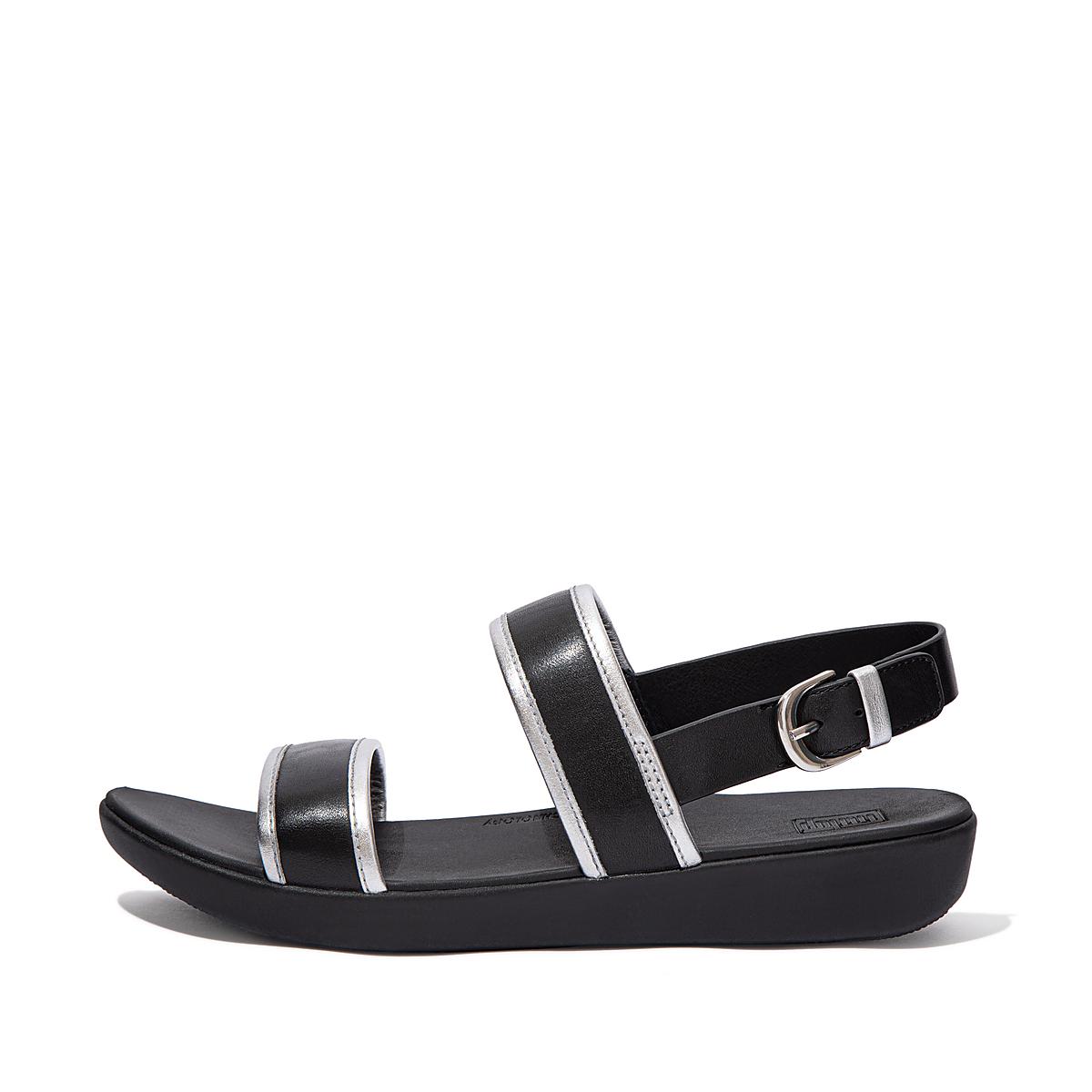 Sandały Fitflop BARRA Metallic Back-Strap Damskie Czarne | Polska-15374