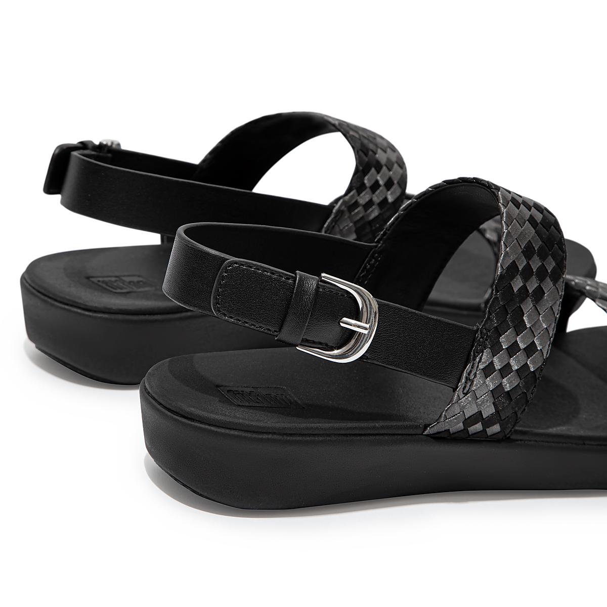 Sandały Fitflop BARRA Silky Weave Back-Strap Damskie Czarne | Polska-08527