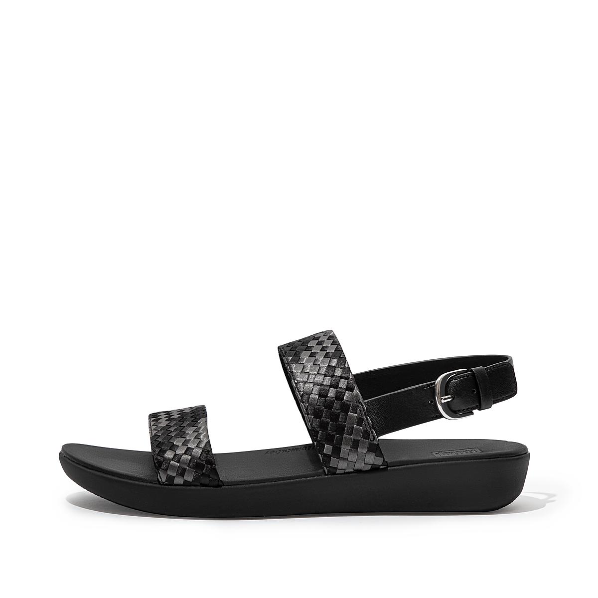 Sandały Fitflop BARRA Silky Weave Back-Strap Damskie Czarne | Polska-08527